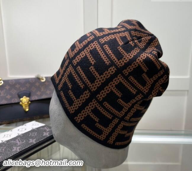 Luxury Discount Fendi Knit Hat FE082303 Brown 2024