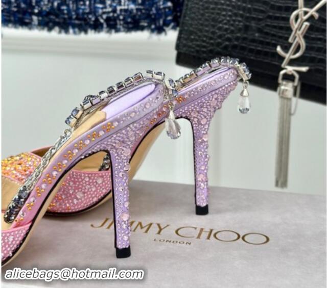 Hot Style Jimmy Choo Saeda Slingback Pumps 8cm with Strass and Ankle Strap Sunset Mix 606058