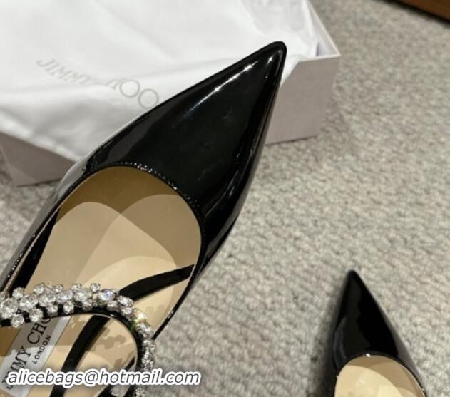 Buy Luxury Jimmy Choo Bing Pump Flat 2.5cm with Strass Strap in Patent Calfskin Black 606065