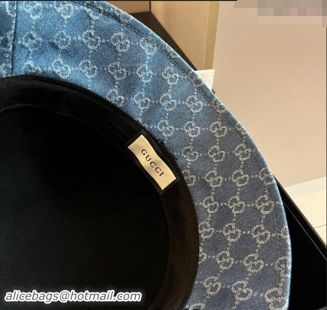 Buy Inexpensive Gucci Horsebit Bucket Hat in Wool and GG Denim 3034 Black/Blue 2024