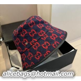 Buy Discount Gucci GG Fleece Fabric Bucket Hat 0913 Dark Blue 2024