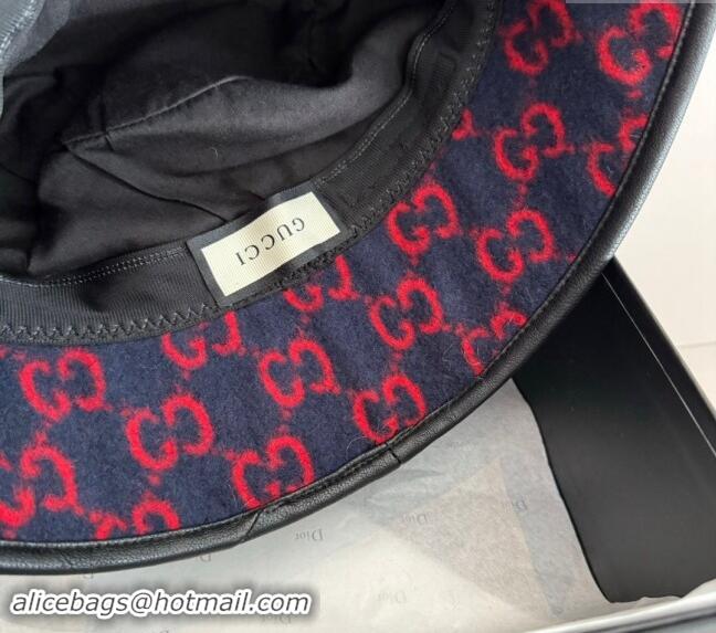 Buy Discount Gucci GG Fleece Fabric Bucket Hat 0913 Dark Blue 2024