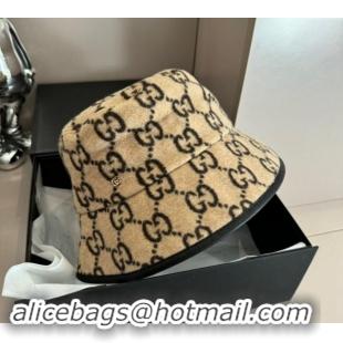 Good Looking Gucci GG Fleece Fabric Bucket Hat 0913 Beige 2024