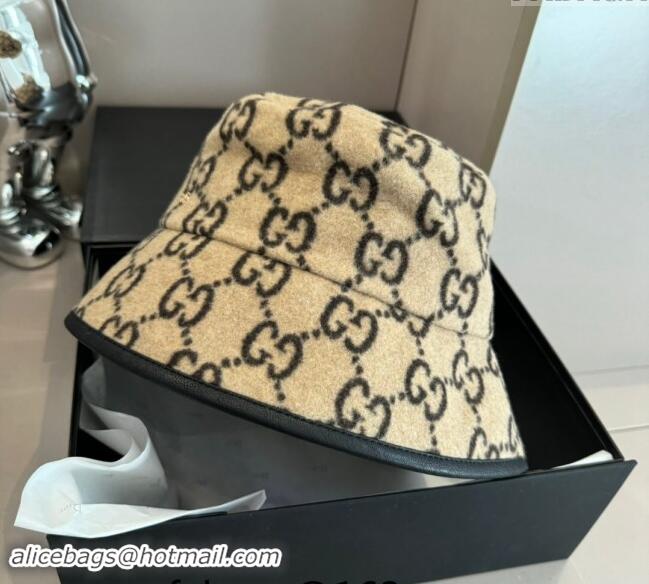 Good Looking Gucci GG Fleece Fabric Bucket Hat 0913 Beige 2024