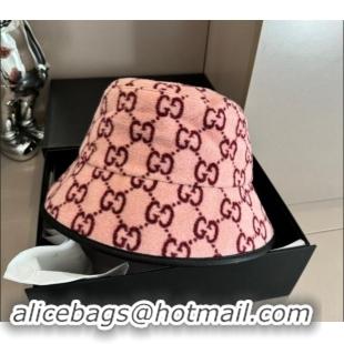 Best Price Gucci GG Fleece Fabric Bucket Hat 0913 Pink 2024