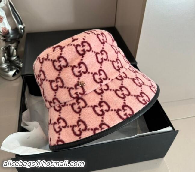 Best Price Gucci GG Fleece Fabric Bucket Hat 0913 Pink 2024