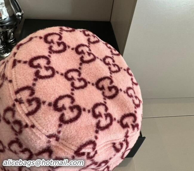 Best Price Gucci GG Fleece Fabric Bucket Hat 0913 Pink 2024