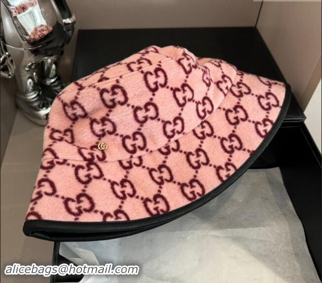 Best Price Gucci GG Fleece Fabric Bucket Hat 0913 Pink 2024