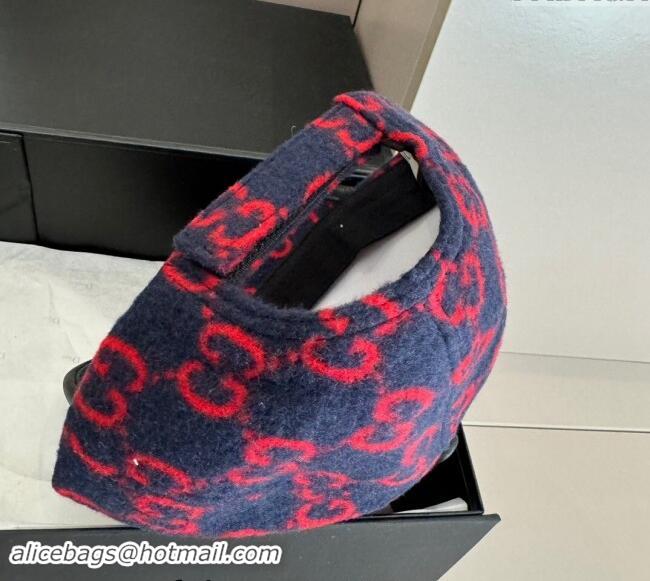 Top Design Gucci GG Fleece Fabric Baseball Hat 0913 Dark Blue 2024