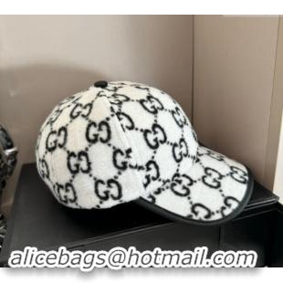 Super Quality Gucci GG Fleece Fabric Baseball Hat 0913 White 2024