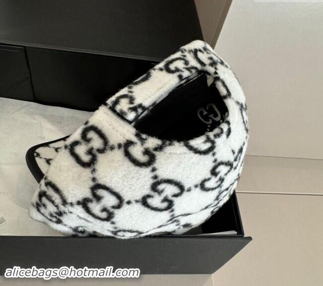 Super Quality Gucci GG Fleece Fabric Baseball Hat 0913 White 2024