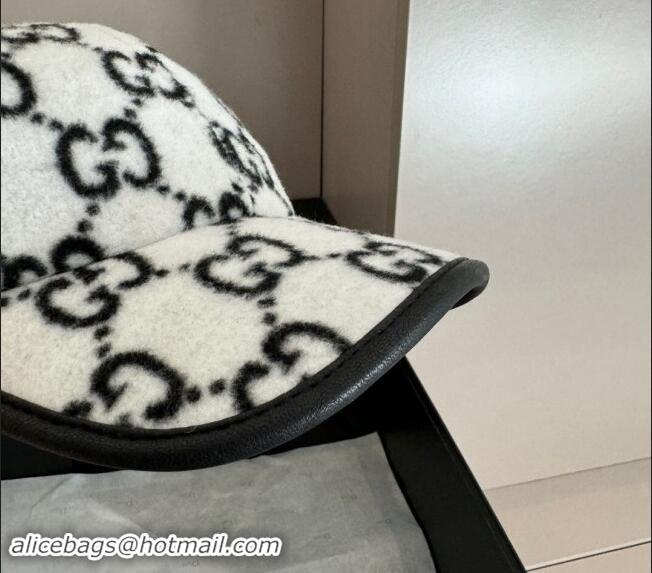 Super Quality Gucci GG Fleece Fabric Baseball Hat 0913 White 2024