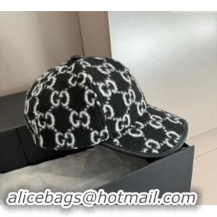 Original Cheap Gucci GG Fleece Fabric Baseball Hat 0913 Black 2024