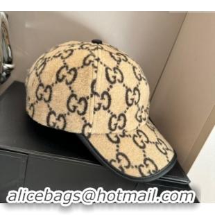 Cheapest Gucci GG Fleece Fabric Baseball Hat 0913 Beige 2024