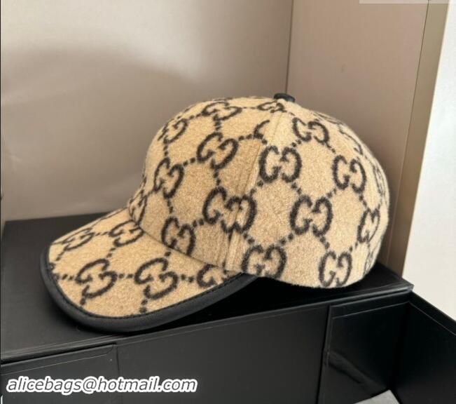 Cheapest Gucci GG Fleece Fabric Baseball Hat 0913 Beige 2024