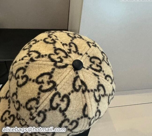 Cheapest Gucci GG Fleece Fabric Baseball Hat 0913 Beige 2024