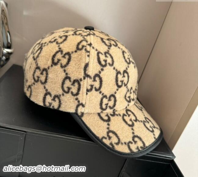 Cheapest Gucci GG Fleece Fabric Baseball Hat 0913 Beige 2024