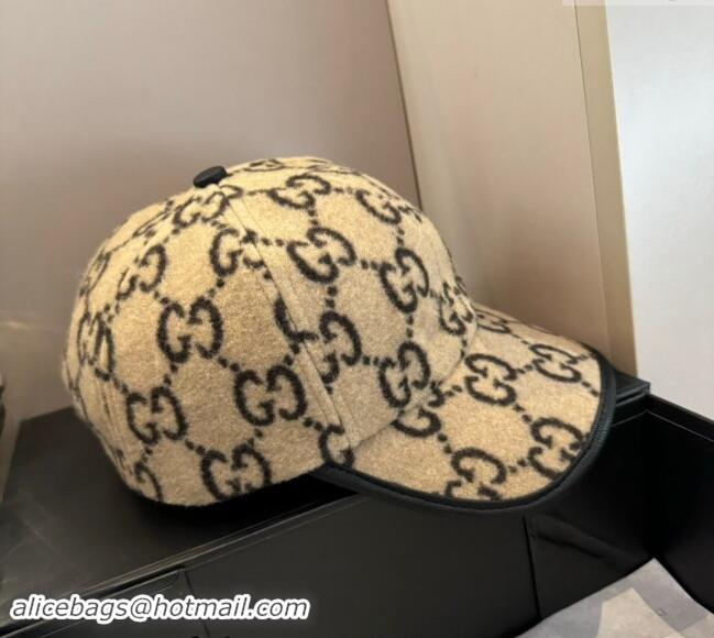 Cheapest Gucci GG Fleece Fabric Baseball Hat 0913 Beige 2024