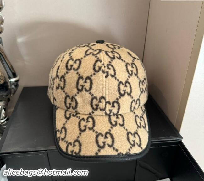 Cheapest Gucci GG Fleece Fabric Baseball Hat 0913 Beige 2024