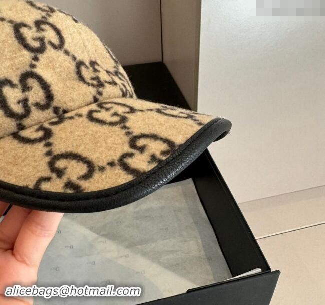 Cheapest Gucci GG Fleece Fabric Baseball Hat 0913 Beige 2024