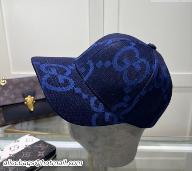 Market Sells Gucci Maxi GG Denim Baseball Hat GG091302 Deep Blue 2024