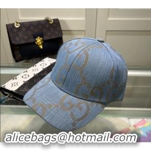 Best Price Gucci Maxi GG Denim Baseball Hat GG091302 Light Blue 2024