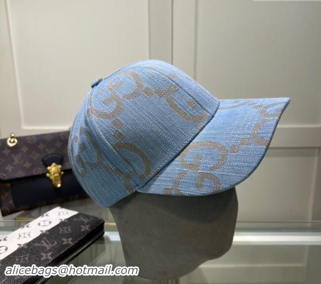 Best Price Gucci Maxi GG Denim Baseball Hat GG091302 Light Blue 2024