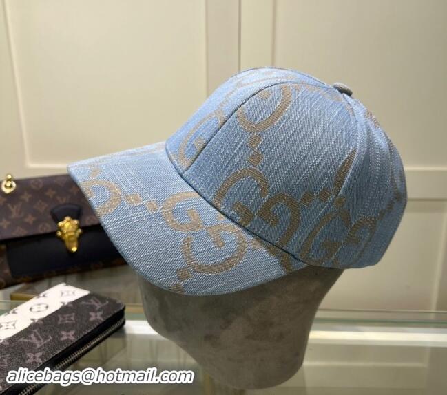 Best Price Gucci Maxi GG Denim Baseball Hat GG091302 Light Blue 2024