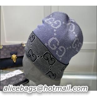 Top Grade Gucci Knit Hat with Maxi GG 1019022 Blue 2024