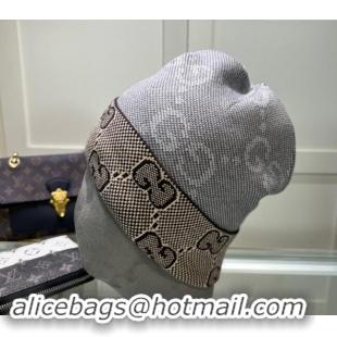 Inexpensive Gucci Knit Hat with Maxi GG 1019022 Light Grey 2024