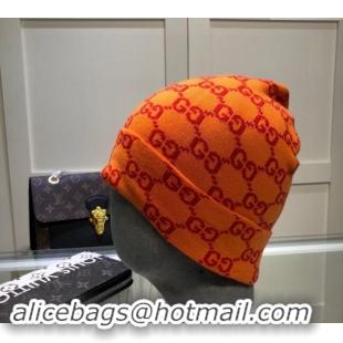 Fashion Discount Gucci GG Knit Hat 1019023 Orange 2024