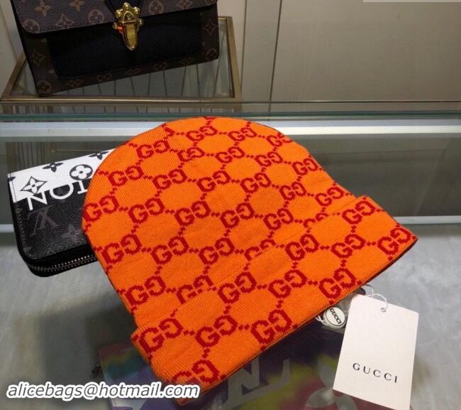 Fashion Discount Gucci GG Knit Hat 1019023 Orange 2024