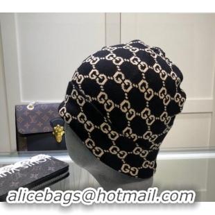 Market Sells Gucci GG Knit Hat 1019023 Black/Beige 2024