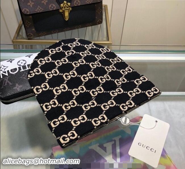 Market Sells Gucci GG Knit Hat 1019023 Black/Beige 2024