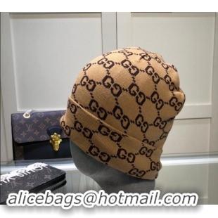 Best Price Gucci GG Knit Hat 1019023 Light Brown 2024