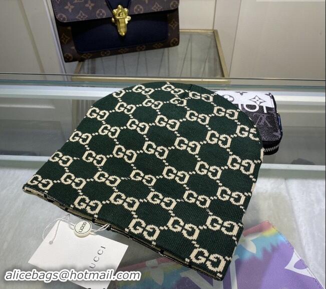 Popular Style Gucci GG Knit Hat 1019023 Green 2024