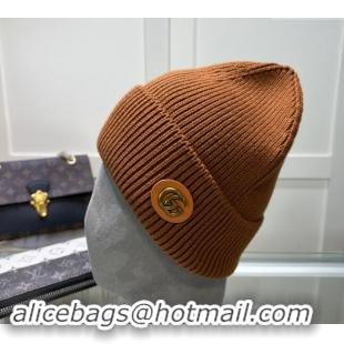 Well Crafted Gucci Knit Hat with GG Patch 1019027 Brown 2024