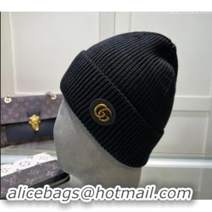 Buy Classic Gucci Knit Hat with GG Patch 1019027 Black 2024