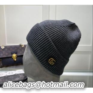 Good Looking Gucci Knit Hat with GG Patch 1019027 Grey 2024