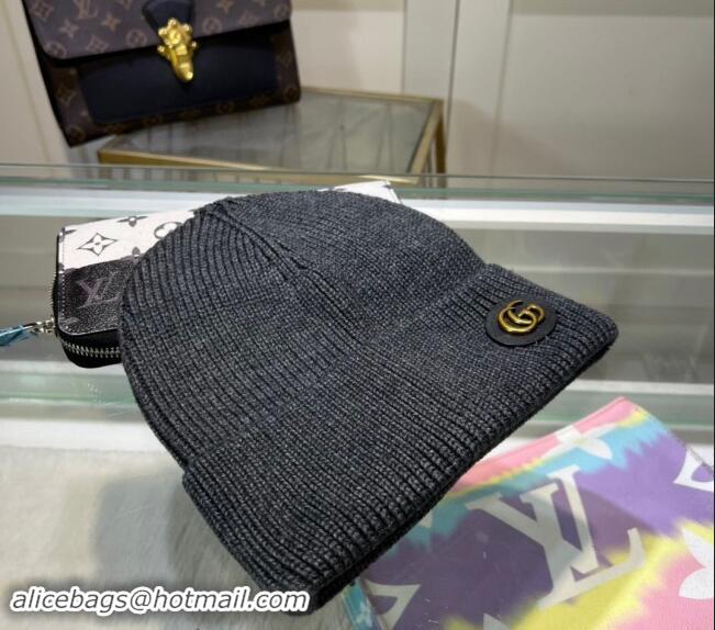 Good Looking Gucci Knit Hat with GG Patch 1019027 Grey 2024