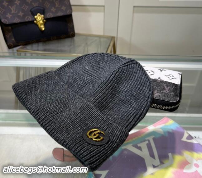 Good Looking Gucci Knit Hat with GG Patch 1019027 Grey 2024