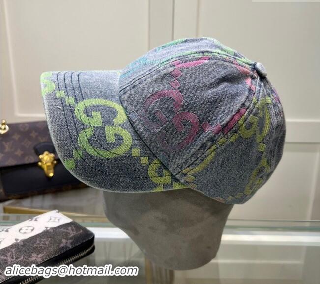 Well Crafted Gucci Denim Baseball Hat with Colored GG 1019028 Blue 2024