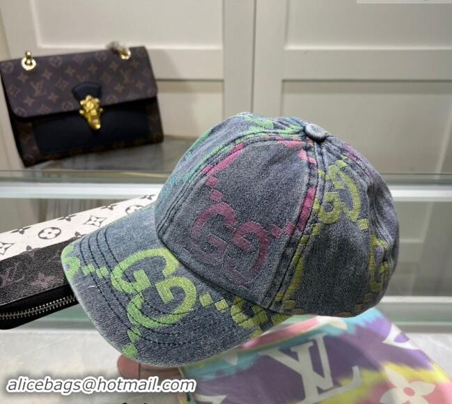 Well Crafted Gucci Denim Baseball Hat with Colored GG 1019028 Blue 2024