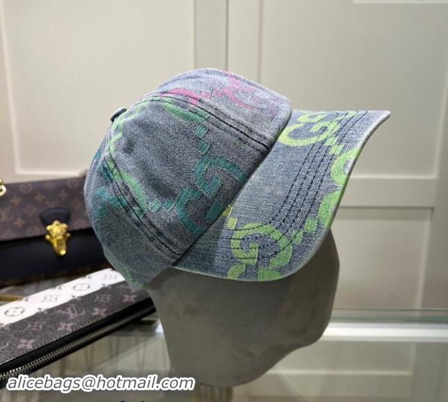 Well Crafted Gucci Denim Baseball Hat with Colored GG 1019028 Blue 2024