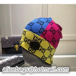 Top Grade Gucci Colored Knit Hat 1019029 Blue/Pink/Yellow 2024