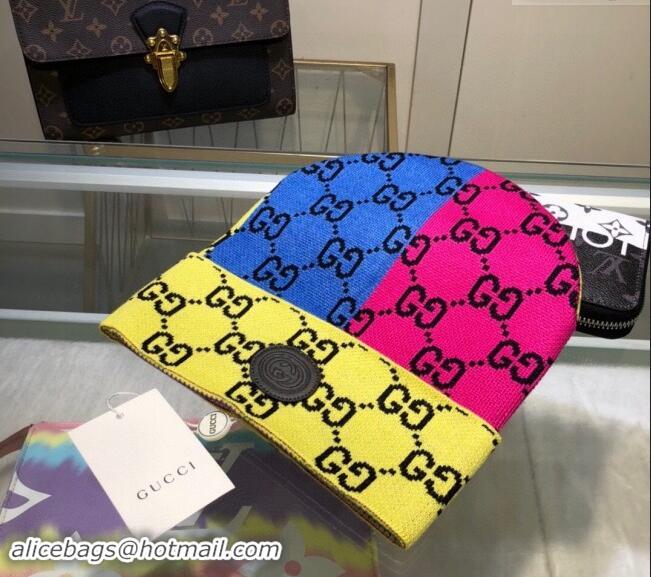 Top Grade Gucci Colored Knit Hat 1019029 Blue/Pink/Yellow 2024