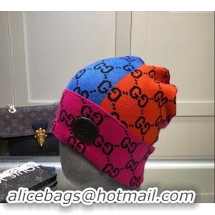 Low Cost Gucci Colored Knit Hat 1019029 Pink/Orange/Blue 2024