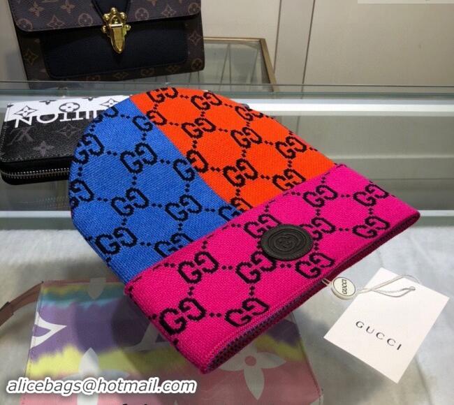 Low Cost Gucci Colored Knit Hat 1019029 Pink/Orange/Blue 2024