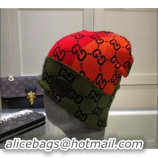 Luxurious Gucci Colored Knit Hat 1019029 Red/Orange/Green 2024