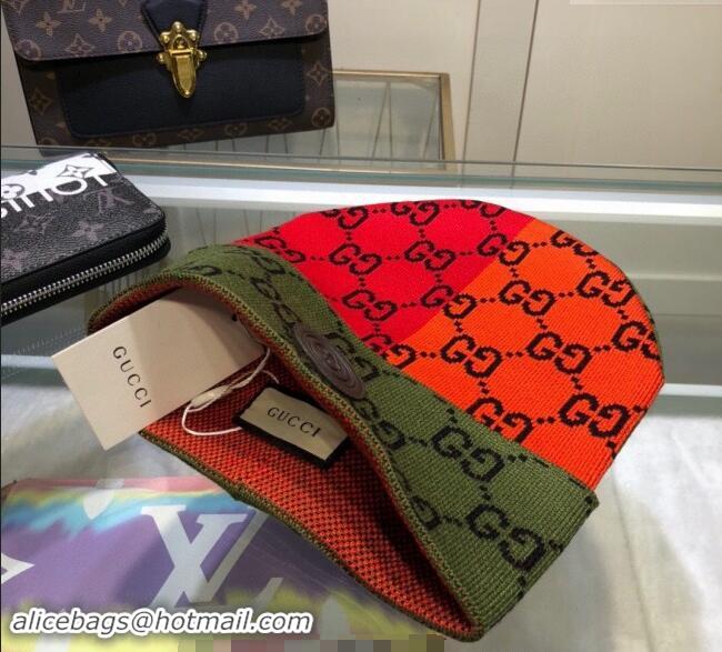 Luxurious Gucci Colored Knit Hat 1019029 Red/Orange/Green 2024